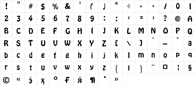 HoverC Regular  glyph index