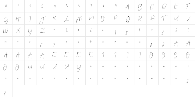 abrakadabra Regular  glyph index