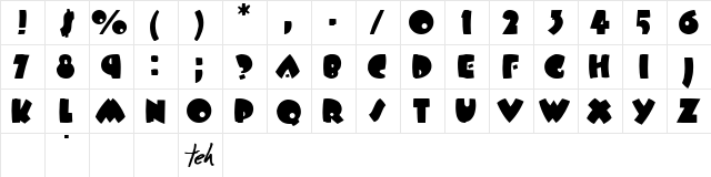 BARBARA Regular  glyph index