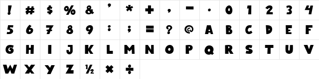 BlueNight Regular  glyph index