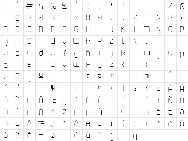 21st Fine  glyph index