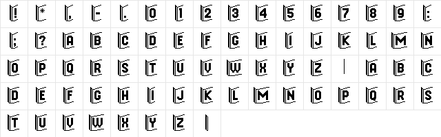 Stadium Regular  glyph index