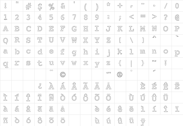 Electric Hermes AOE Regular  glyph index