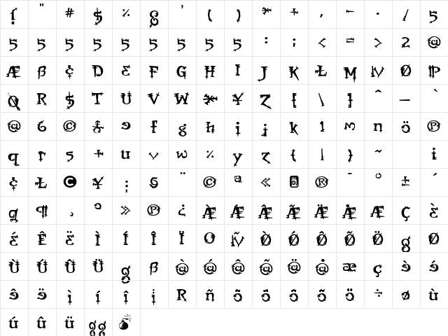 Orbus Bjorkus  glyph index