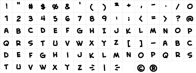 CreativeBlock BB Bold  glyph index