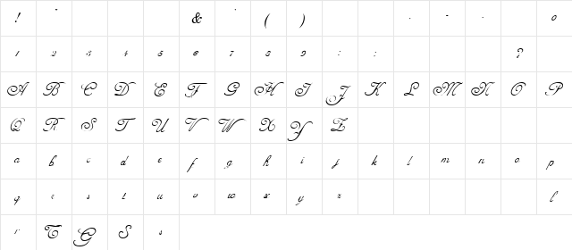 Adine Regular  glyph index