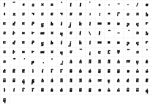 Proton Regular  glyph index