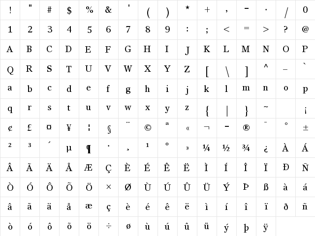Bahij Yakout Regular  glyph index