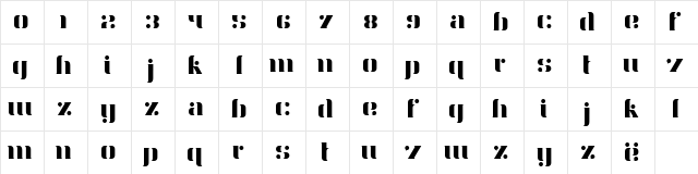 Aery Regular  glyph index