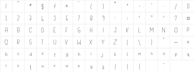 Handypot Regular  glyph index
