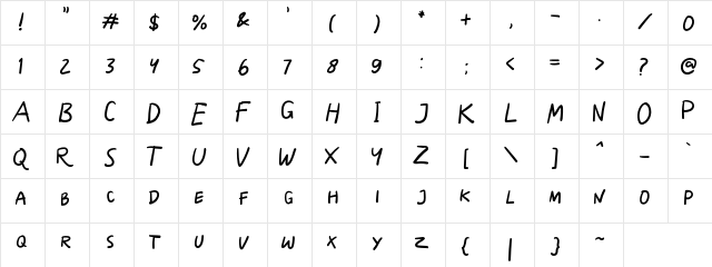 Skizzle Regular  glyph index