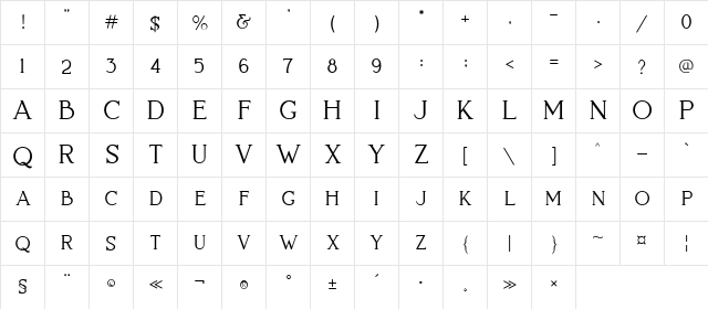 Lovelyn Regular  glyph index
