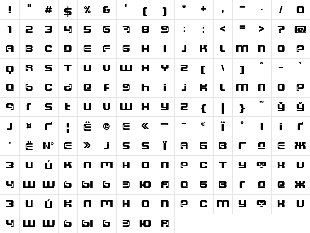 DS CosmosC Bold  glyph index