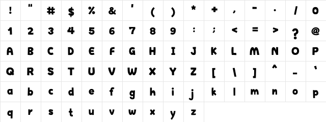 Happy Hell Regular  glyph index