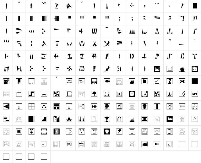 Ork Glyphs Normal  glyph index