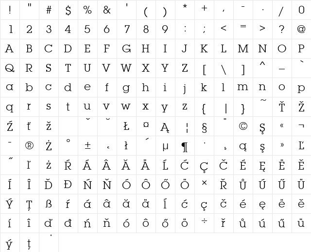 LubalinGraItcTEE Regular  glyph index