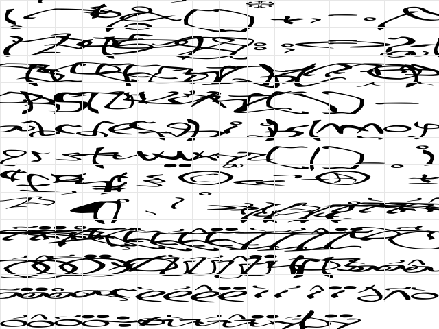 001 Stretched-Strung Very Wide Regular  glyph index