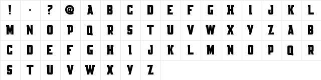 Knackpack_Std_Reg_DEMO Regular  glyph index