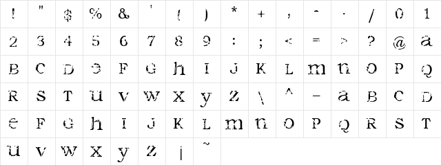 Seraphim Regular  glyph index