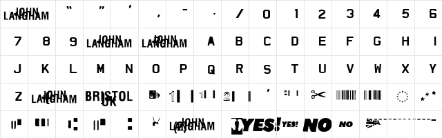 Johndvl Medium  glyph index
