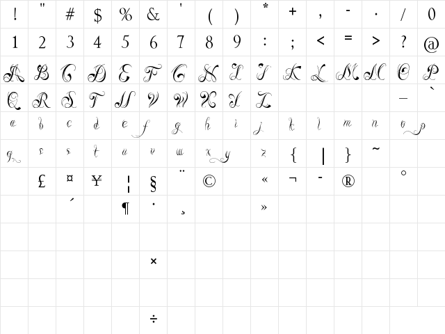 Ready Black Regular  glyph index