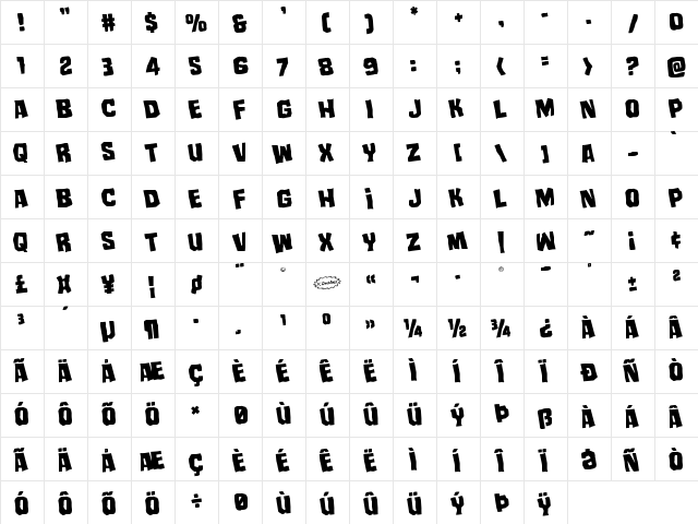 Mister Twisted Staggered Rotated Regular  glyph index