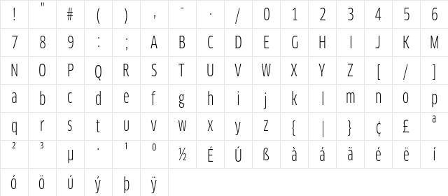 ClanPro-CondBook ClanPro-CondBook  glyph index