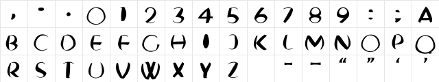 Fat Boy Very Round Regular  glyph index