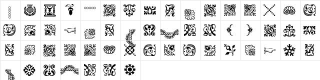 Adobe Caslon Ornaments Regular  glyph index