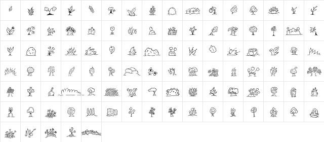 MiniPics UprootedLeaf Regular  glyph index