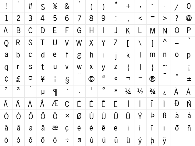 MacroSSK Regular  glyph index