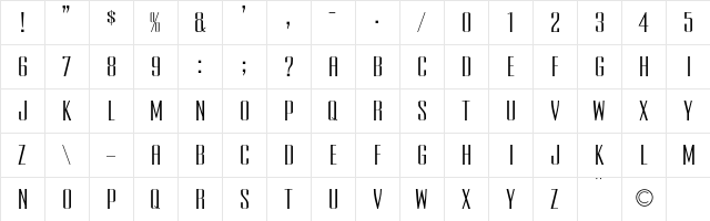 Empire Extended Regular  glyph index