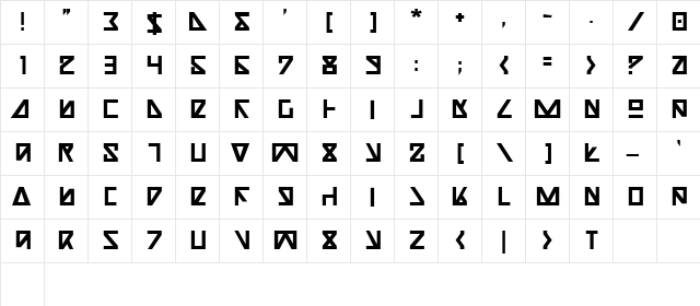 Nick Turbo Bold Bold  glyph index