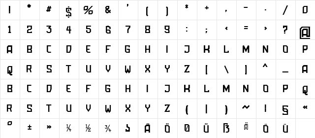Amboss Condensed Heavy  glyph index