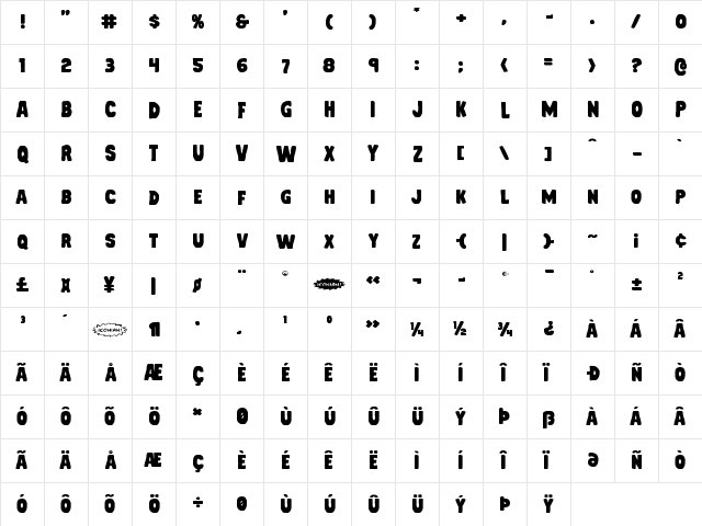 Mystery Mobile Expanded Expanded  glyph index