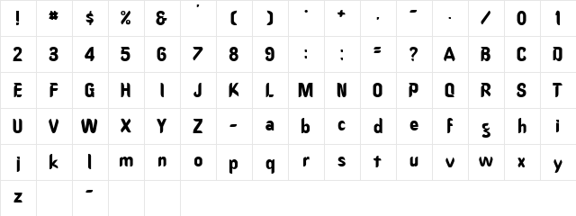OregonDry-Plain Regular  glyph index
