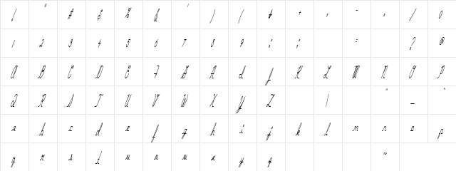 Hurontario Regular  glyph index