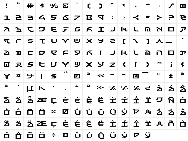 Fantazian Expanded Expanded  glyph index