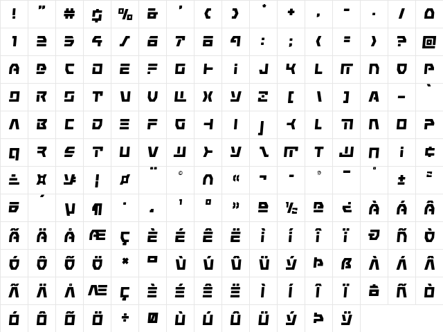 Command Override Semi-Italic Semi-Italic  glyph index