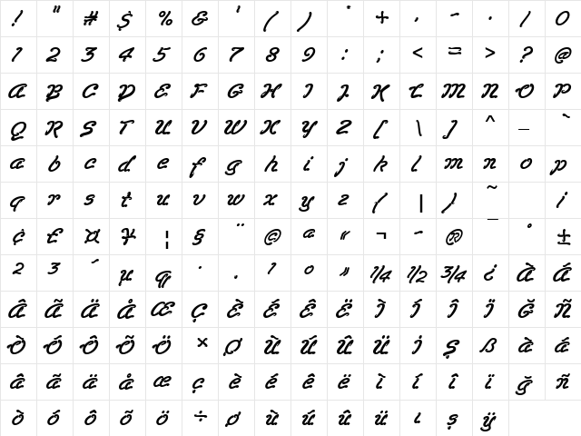 00420 Regular  glyph index