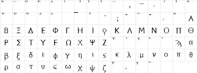 SPIonic Regular  glyph index