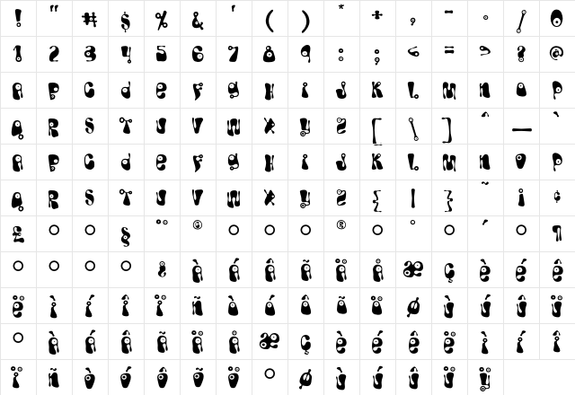 Bughouse Regular  glyph index