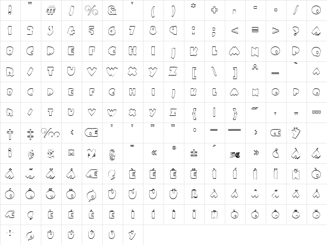 IdomeneoOpen Regular  glyph index