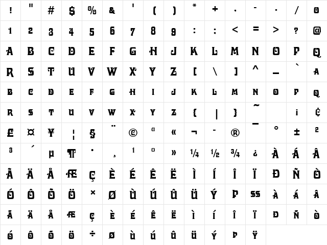 Davida Becker Caps Regular  glyph index