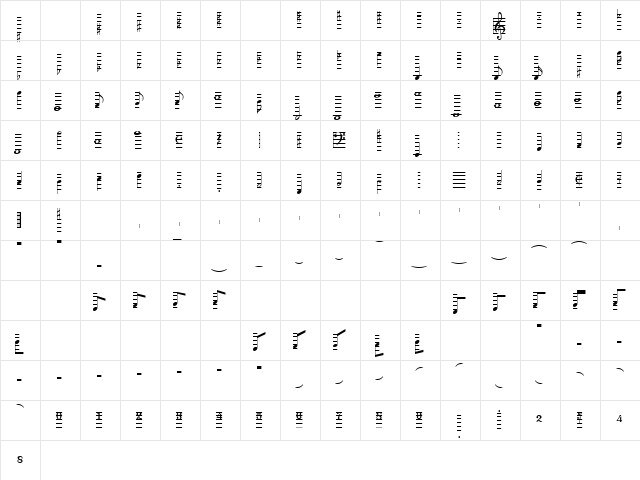 Melody Test Regular  glyph index