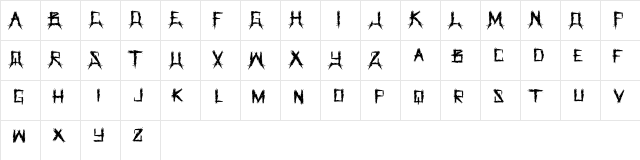 The GrindeR Regular  glyph index