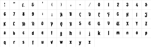 Thalia Regular  glyph index