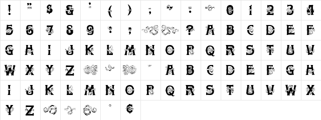 Toletto Medium  glyph index