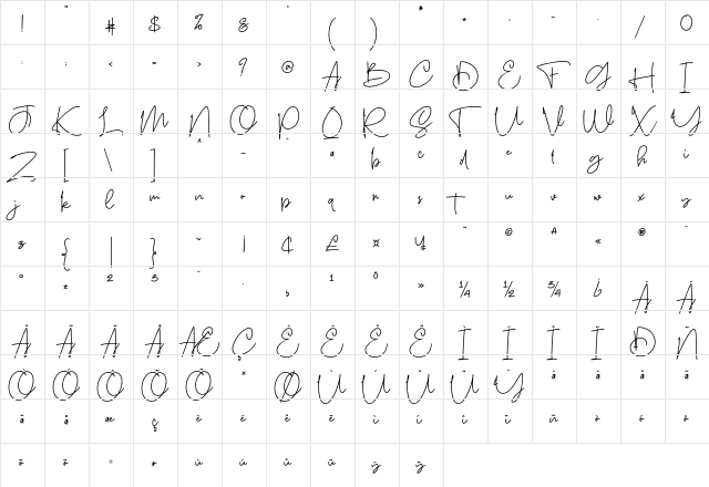 Sanpaullo Regular  glyph index