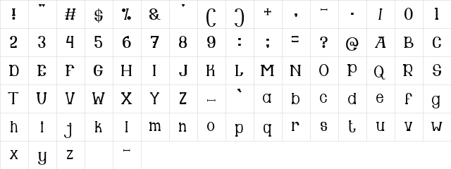 Guard Regular  glyph index
